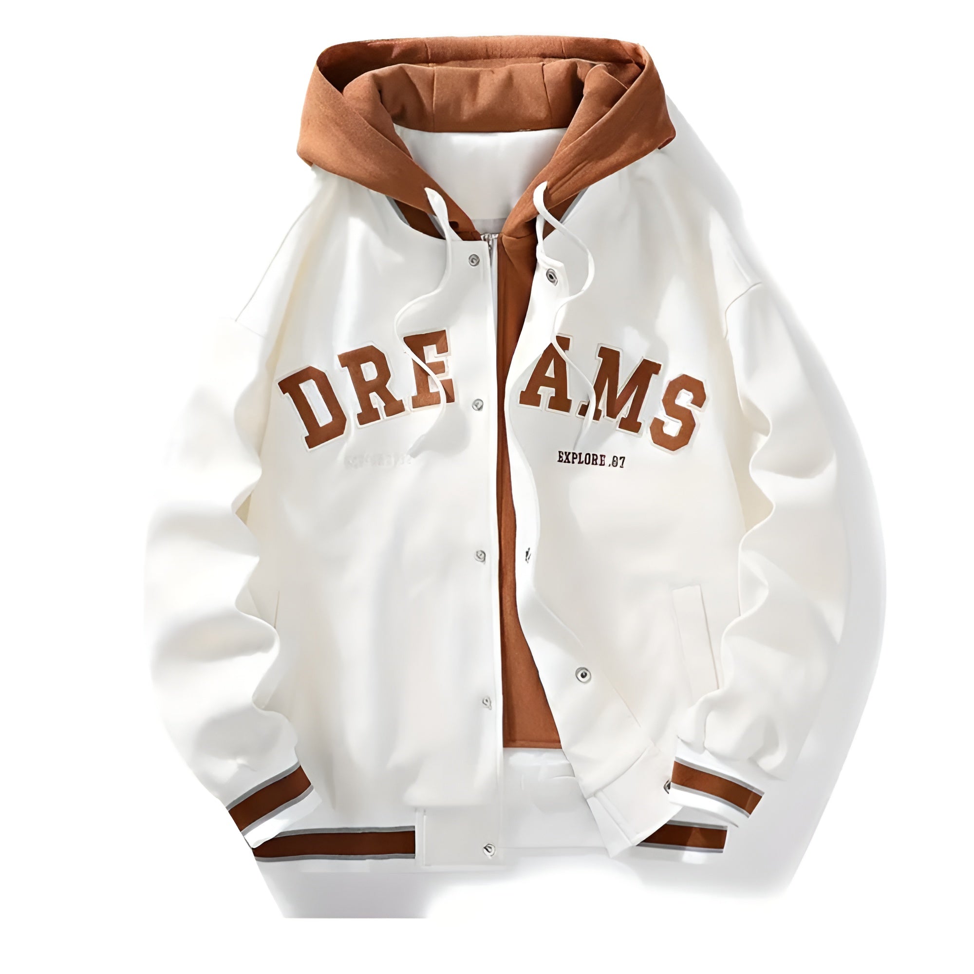 Men's Fall Bomber Jacket with Faux Wool Fabric and Contrast Stitching