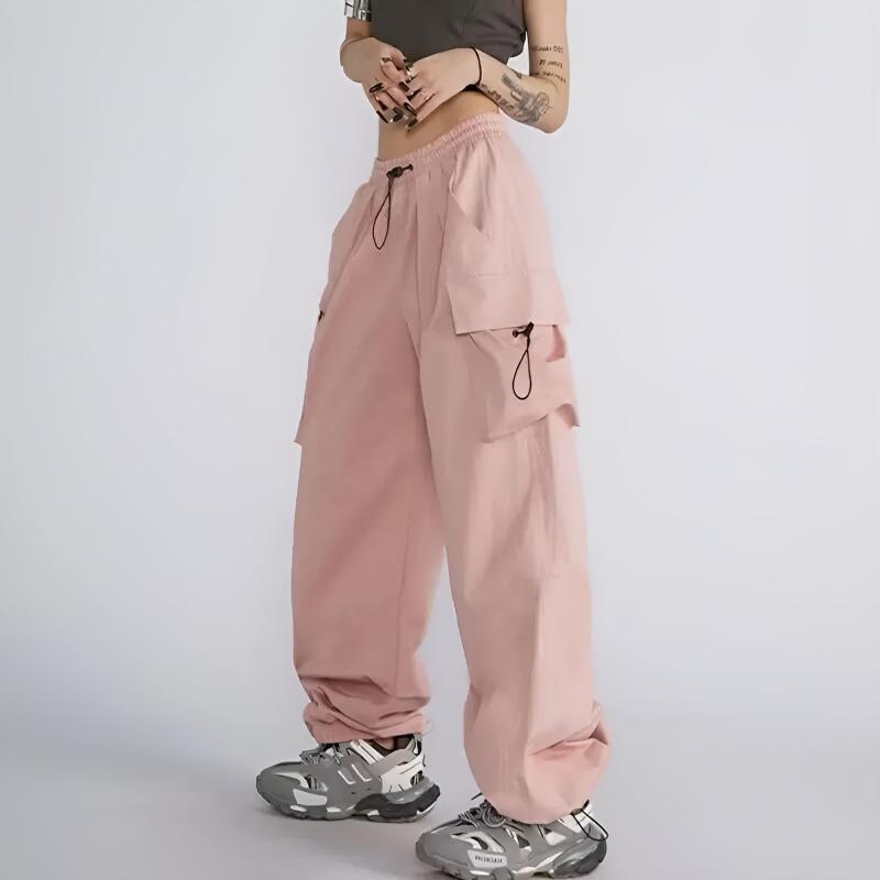 Women Cargo Joggers with Adjustable Waist and Ankle Cuffs