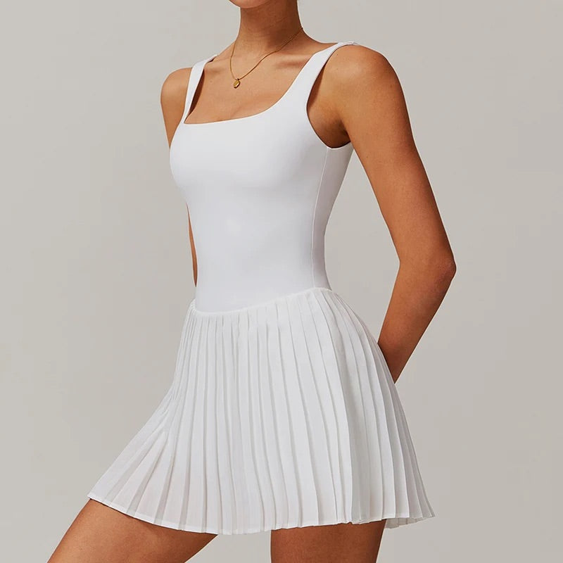 Women's Tennis Dress with Sculpted Fit & Flowy Pleated Skirt
