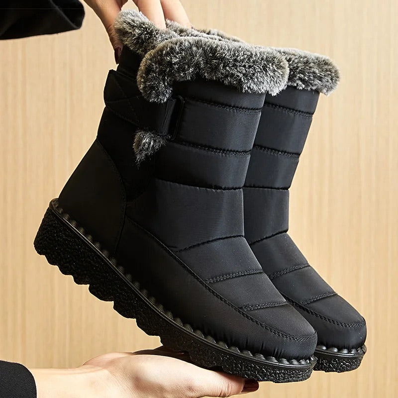 Women's Winter Fur Boots Waterproof Exterior Italian Arctic Fur Plush Cushioned Footbed