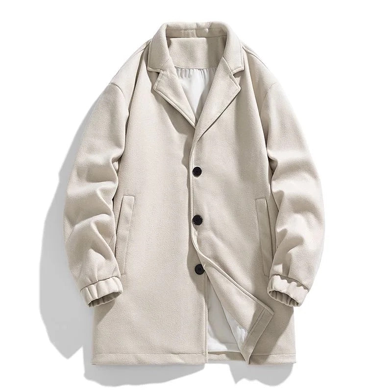 Women's Winter Trench Coat with Plush Lining and Oversized Buttons