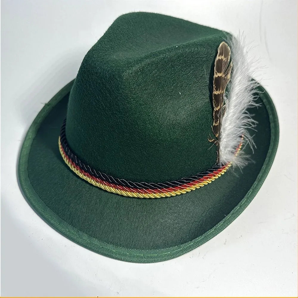 Stylish Men's Oktoberfest Fedora with Feather – The Perfect Costume Accessory for an Unforgettable Festival Appearance
