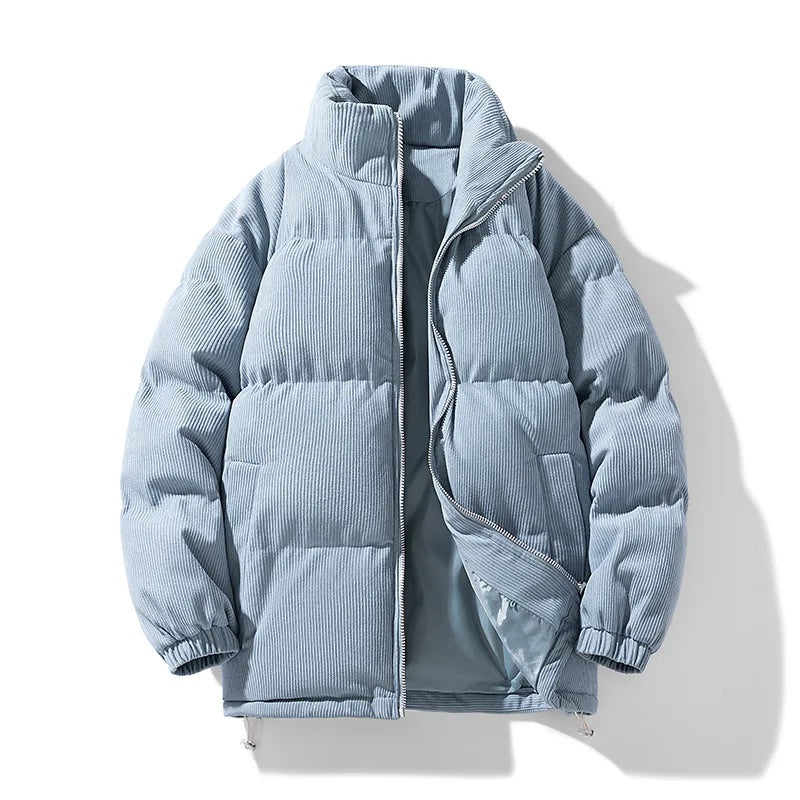 Men's Winter Corduroy Quilted Puffer Jacket with Insulated Padding