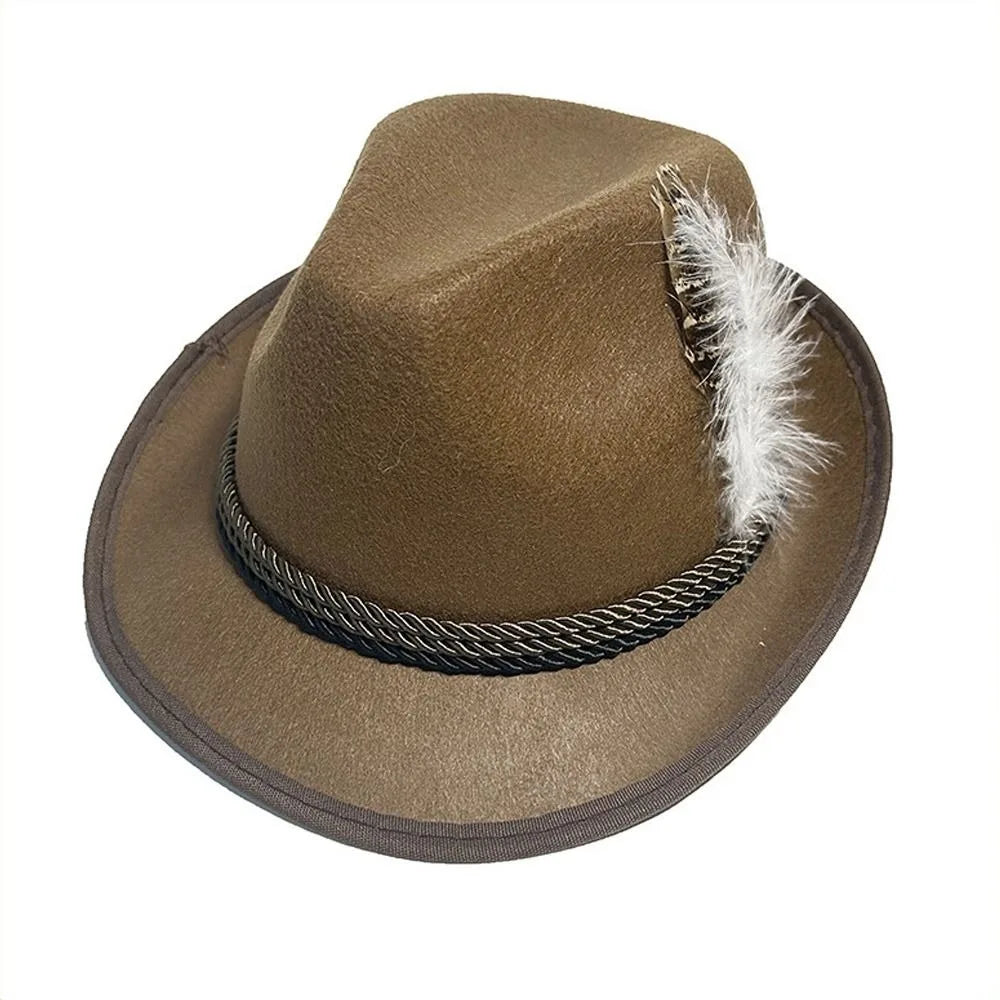 Stylish Men's Oktoberfest Fedora with Feather – The Perfect Costume Accessory for an Unforgettable Festival Appearance