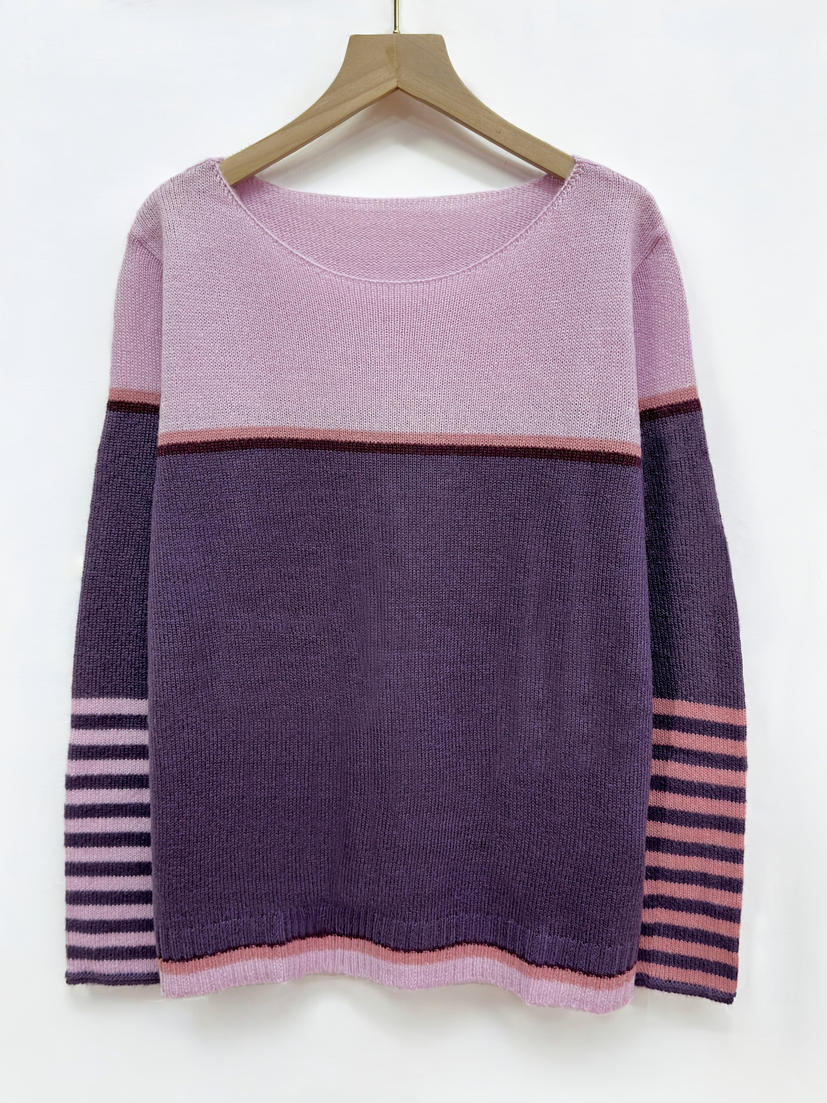 Women Striped Long-Sleeve Relaxed-Fit Sweater