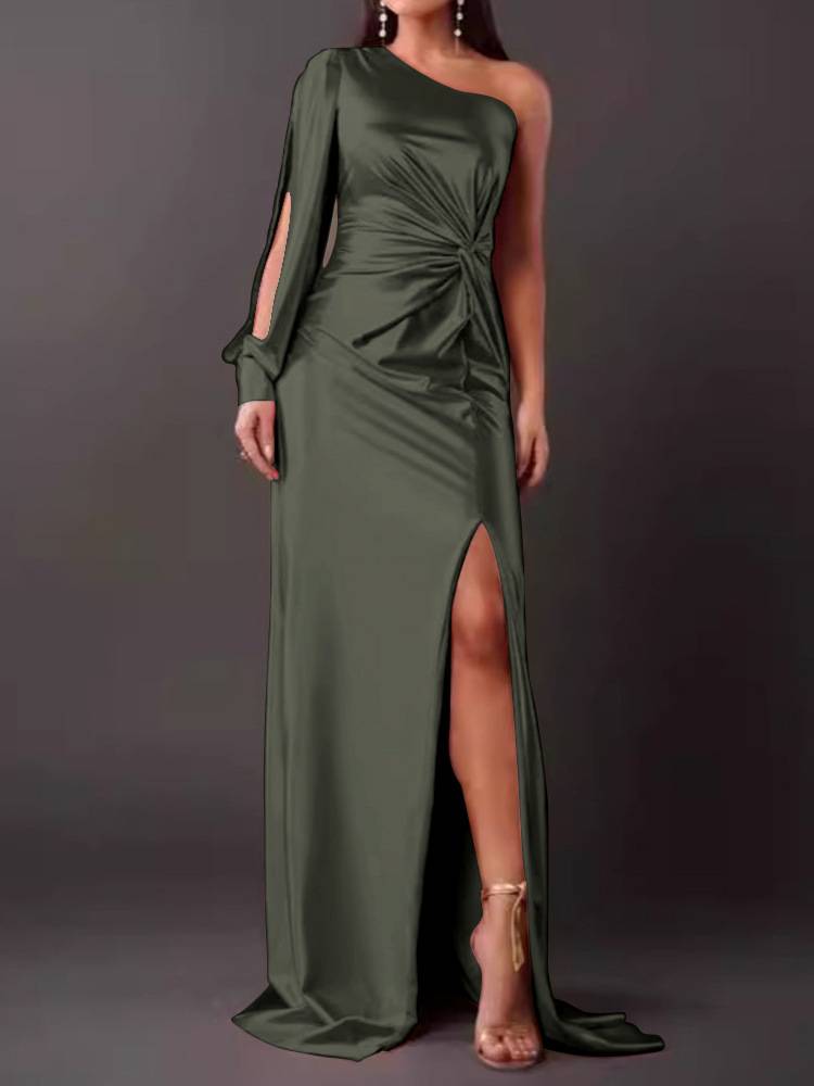 Women's Round Neck Flowing Midi Dress for Special Occasions