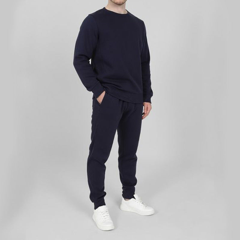 Men Sports Suit Slim Fit Two-Piece Round Neck Long Sleeve