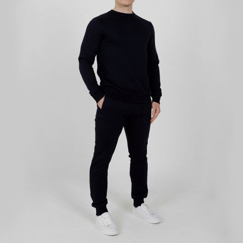 Men Sports Suit Slim Fit Two-Piece Round Neck Long Sleeve