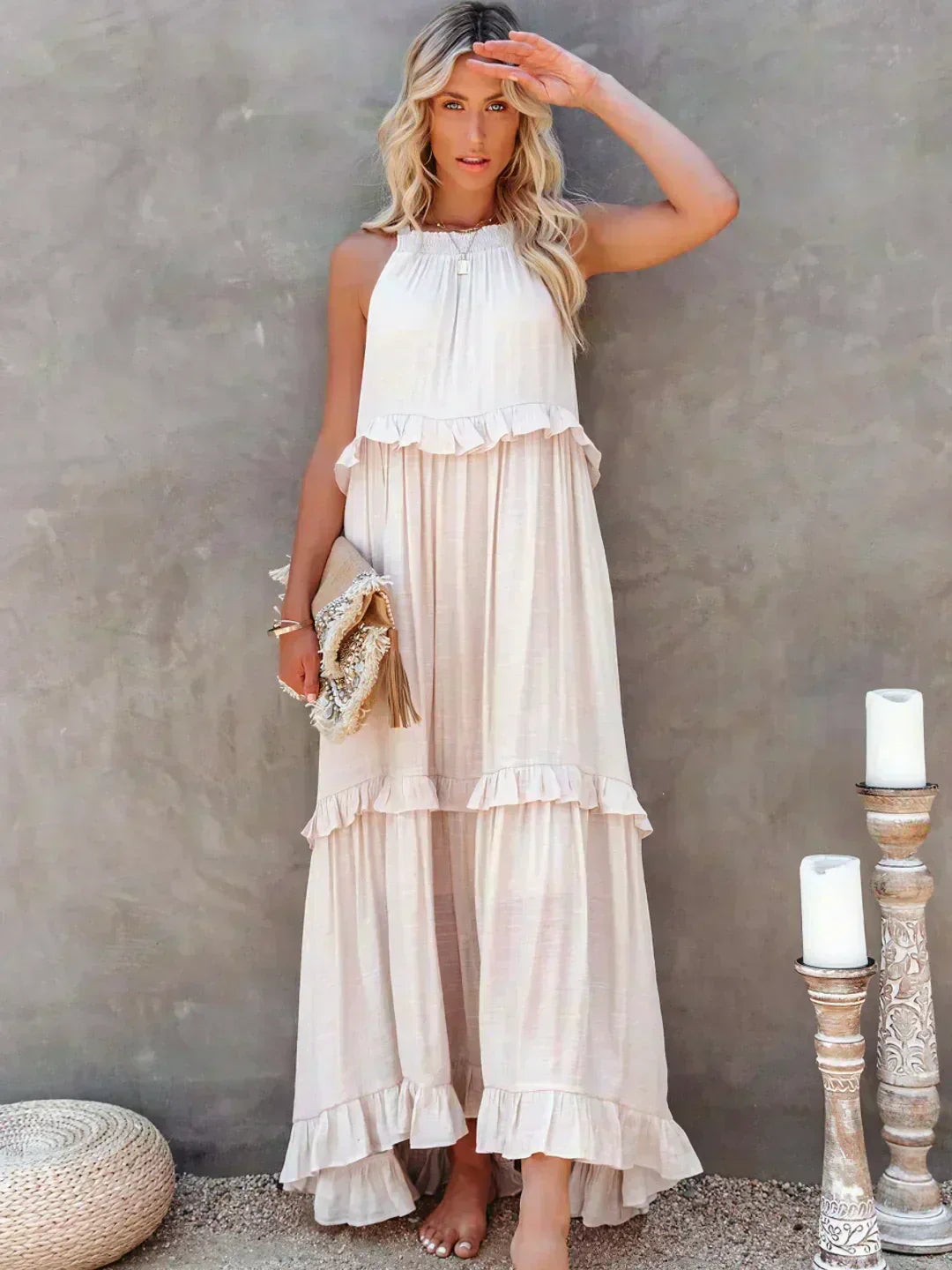 ANETA | Stylish and elegant sleeveless dress with beautiful ruffles
