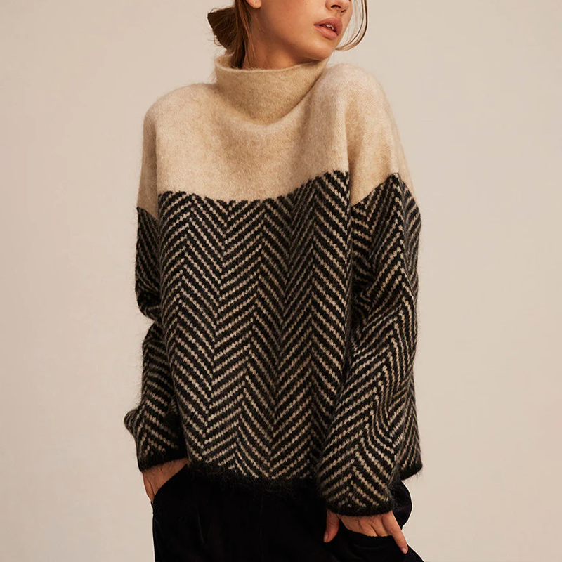 Women Winter Turtleneck Sweater Relaxed Fit Minimalist Design
