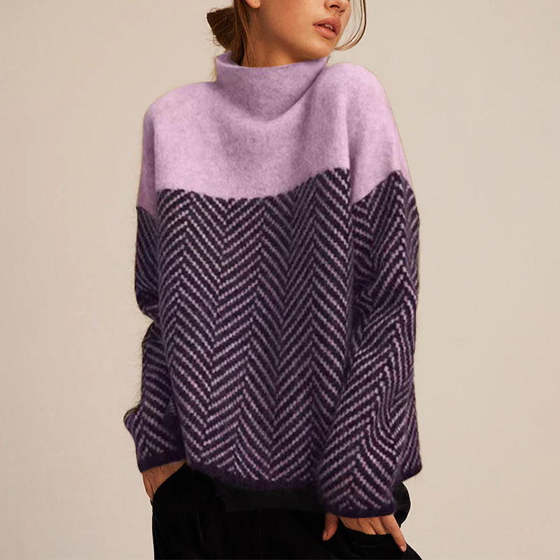 Women Winter Turtleneck Sweater Relaxed Fit Minimalist Design