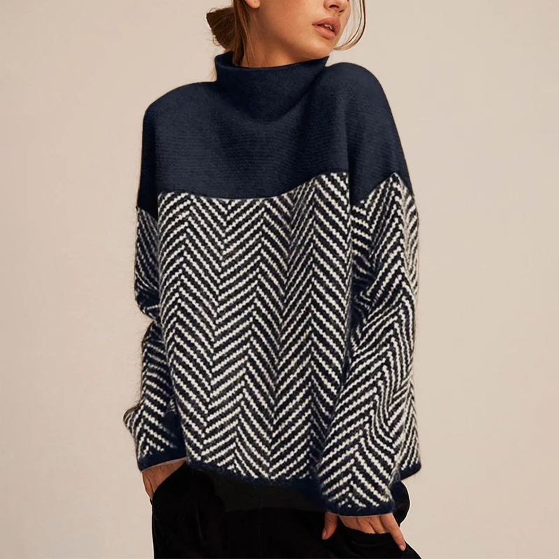 Women Winter Turtleneck Sweater Relaxed Fit Minimalist Design
