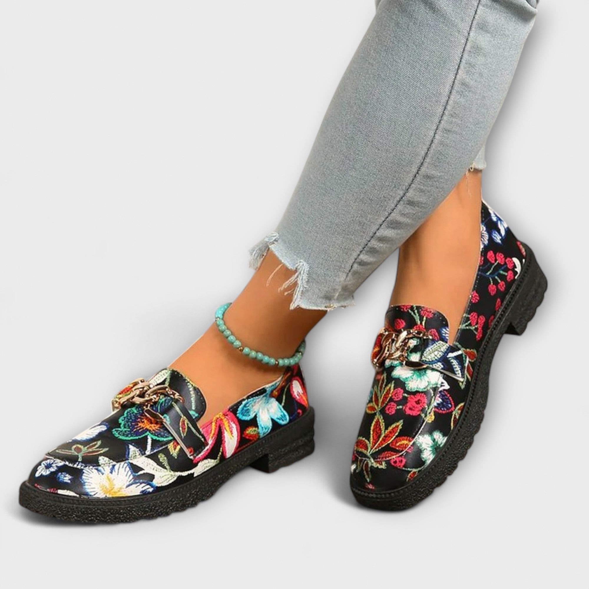 Orla – Colorful Flower Pattern Loafers for a Trendy and Stylish Look