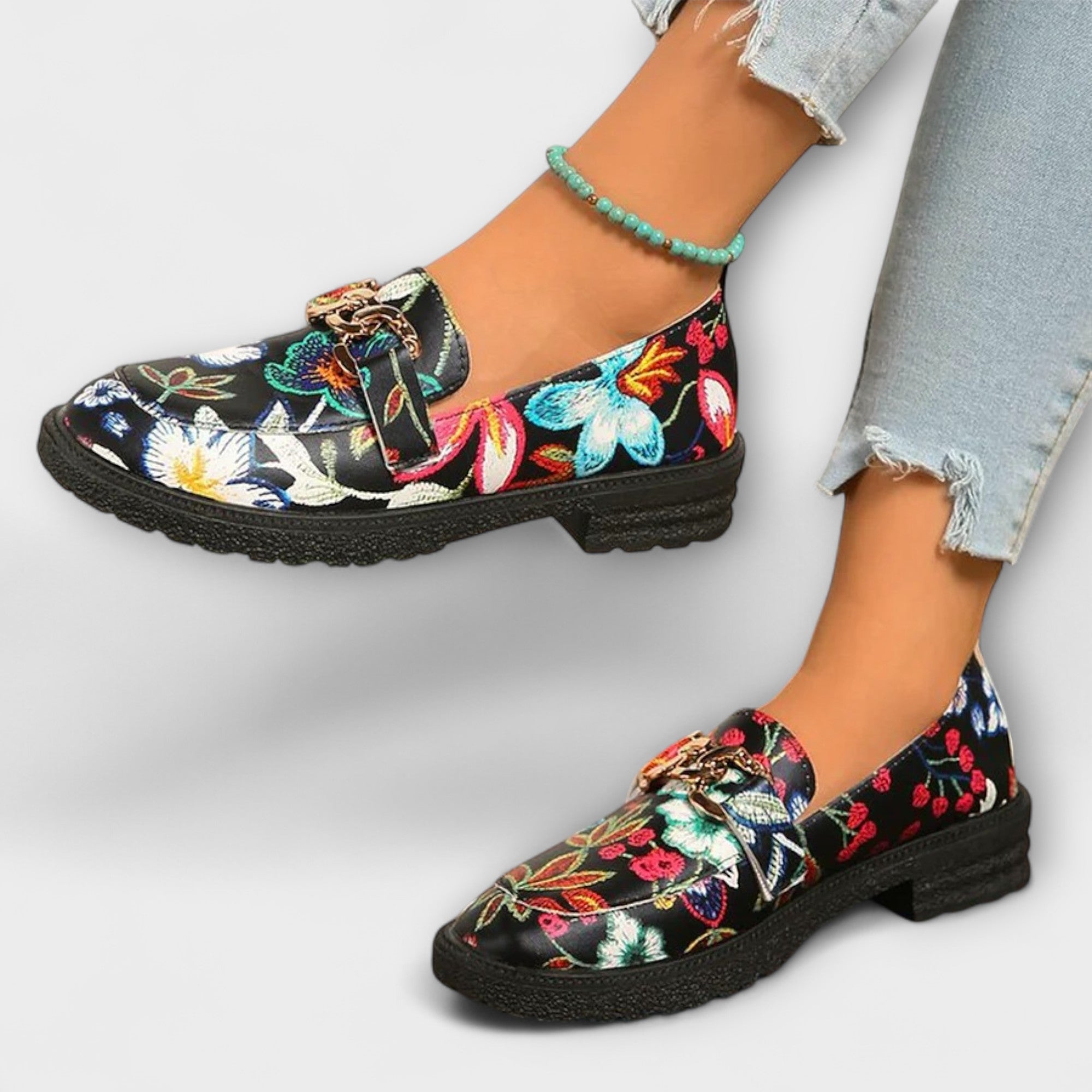Orla – Colorful Flower Pattern Loafers for a Trendy and Stylish Look