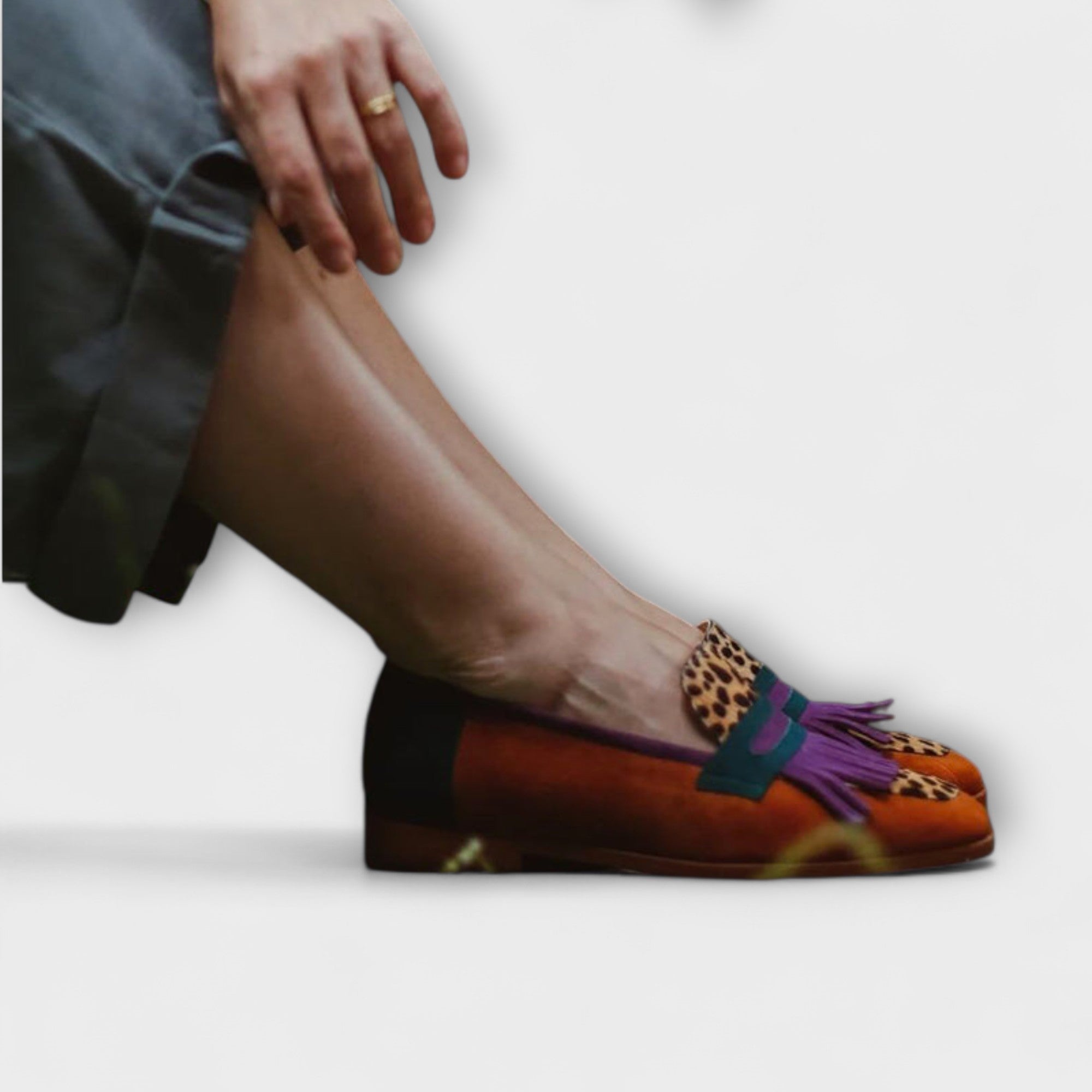 Elegant Fallon Brown Loafer with Trendy Leopard Print for a Stylish Appearance
