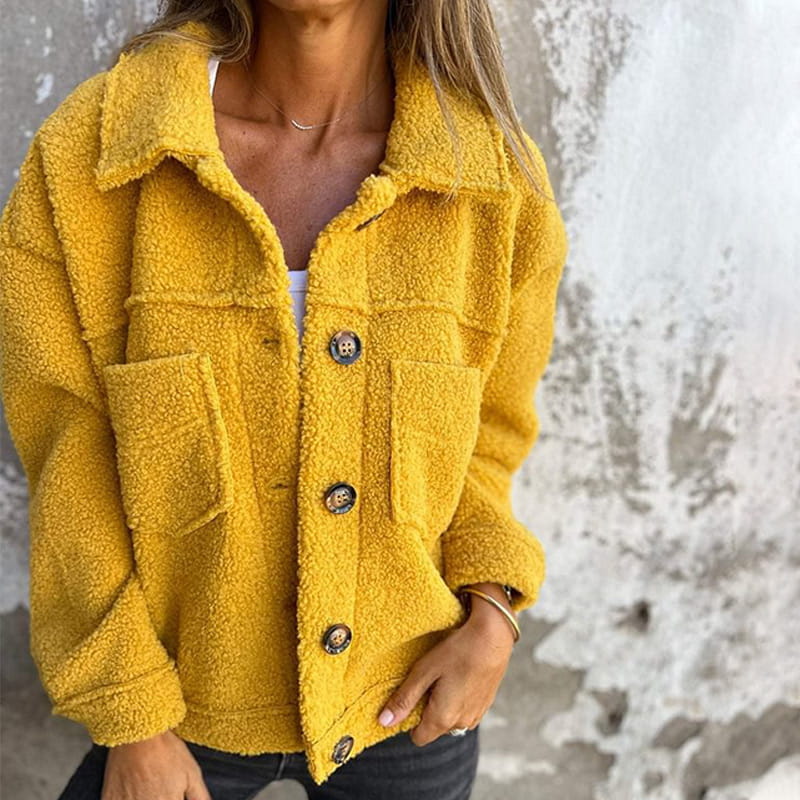 Women's Fall Button-Down Jacket with Lapel Collar and Pockets