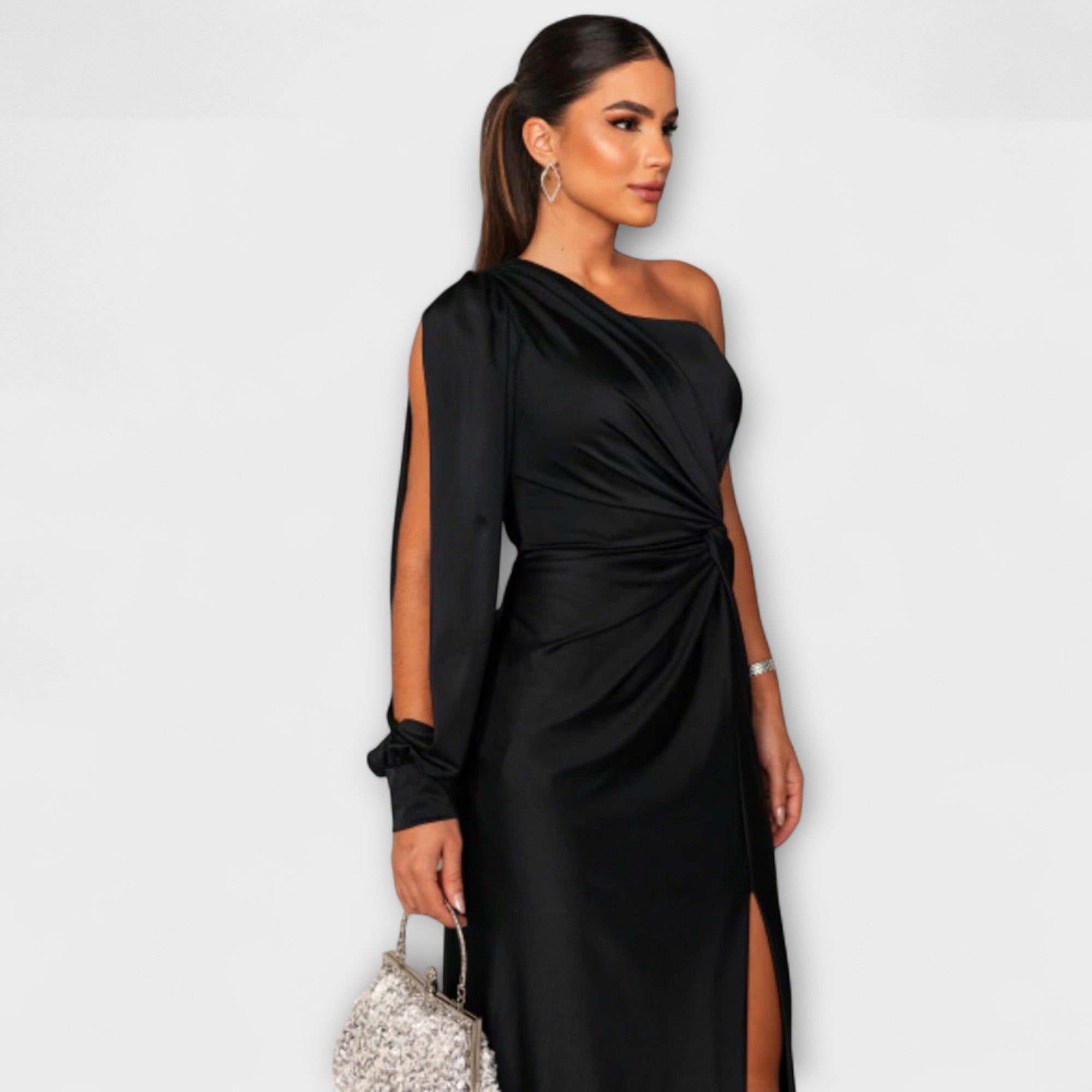 Women's Round Neck Flowing Midi Dress for Special Occasions