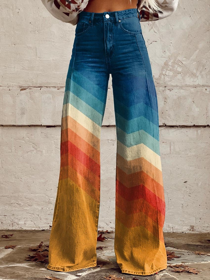 Léa - Elegant Retro Zigzag Pants for an Original Look
