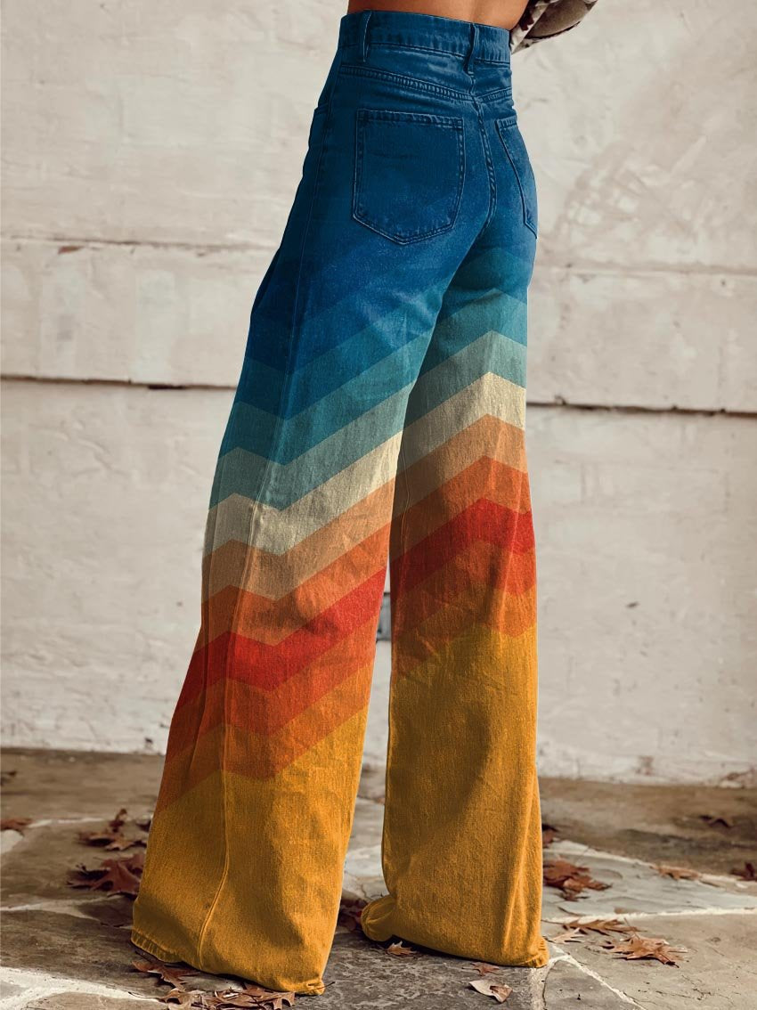 Léa - Elegant Retro Zigzag Pants for an Original Look