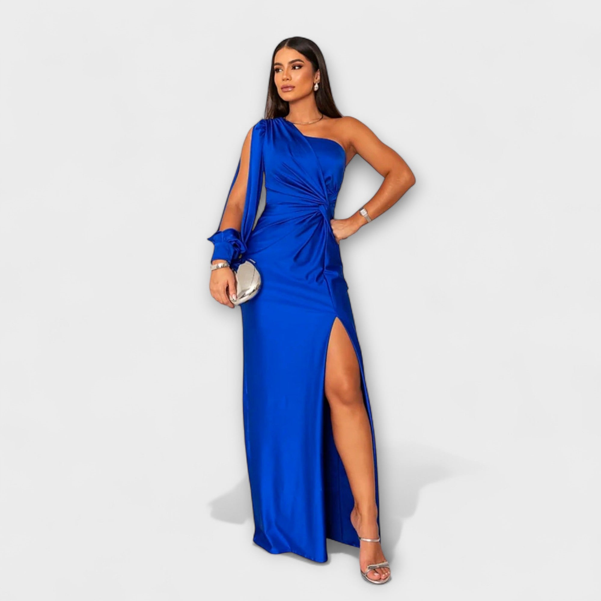 Women's Round Neck Flowing Midi Dress for Special Occasions