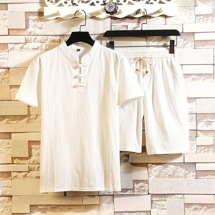 Men's Summer Short Sleeve Shirt and Shorts Set