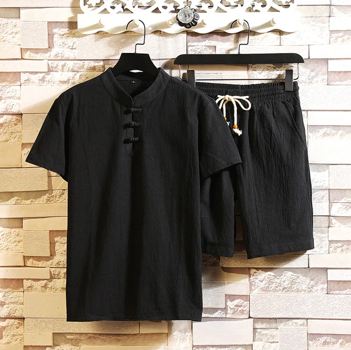 Men's Summer Short Sleeve Shirt and Shorts Set