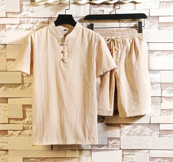 Men's Summer Short Sleeve Shirt and Shorts Set
