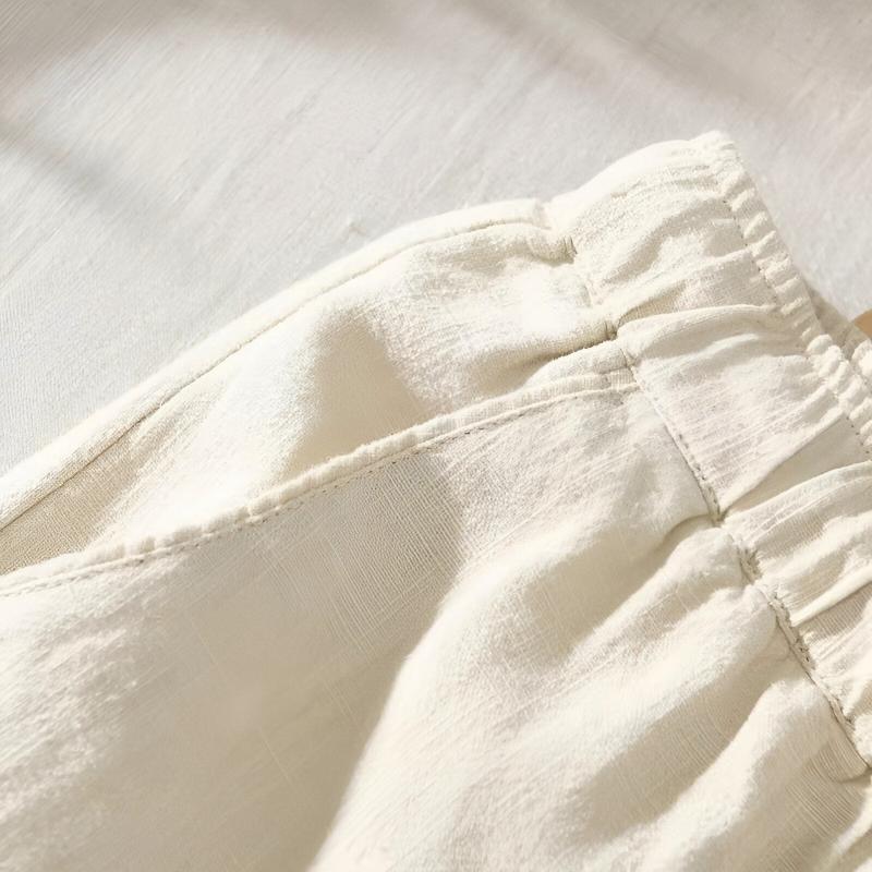 Women's Linen-Blend Drawstring Tapered Trousers