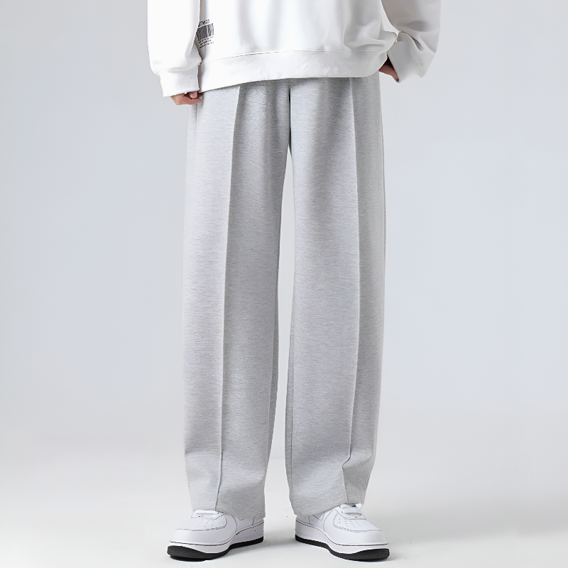 Men Pleated Relaxed-Fit Straight-Leg Trousers with 4-Way Stretch