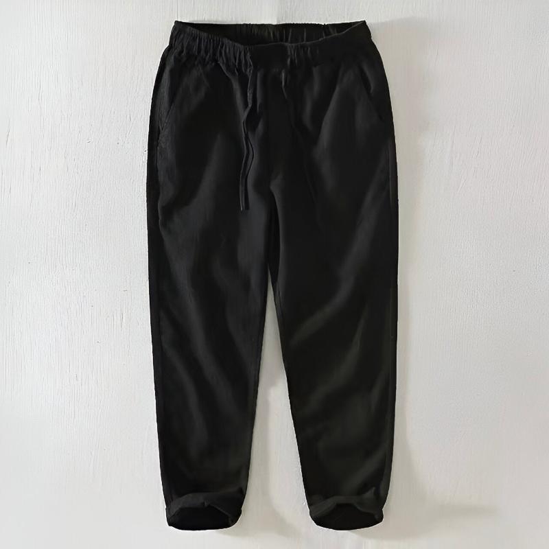 Women's Linen-Blend Drawstring Tapered Trousers