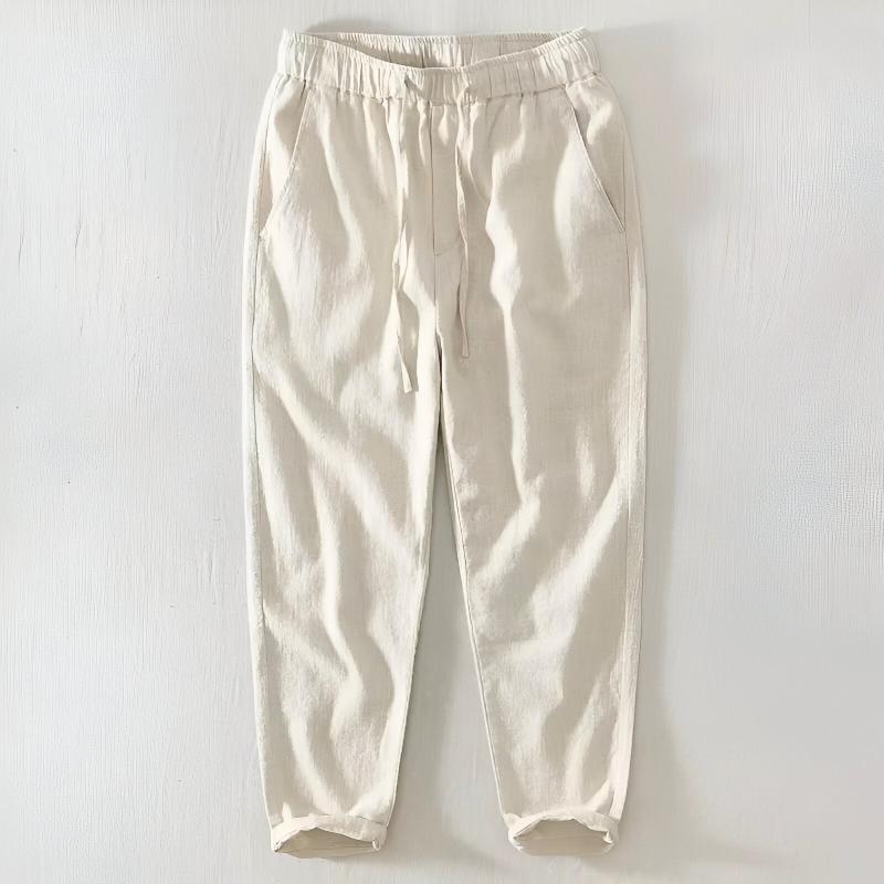 Women's Linen-Blend Drawstring Tapered Trousers