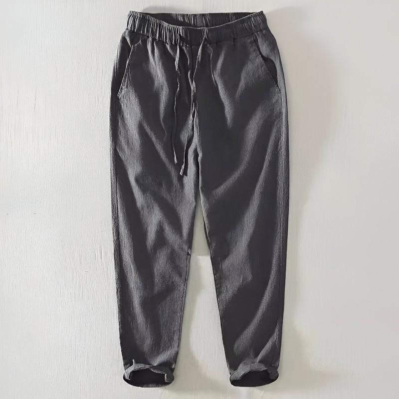 Women's Linen-Blend Drawstring Tapered Trousers