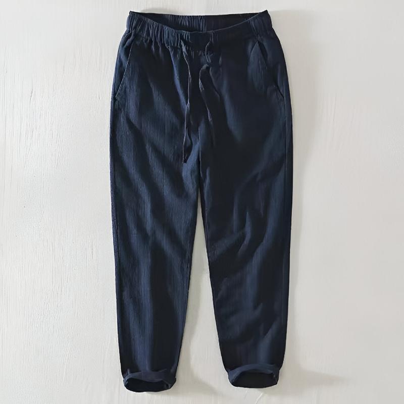 Women's Linen-Blend Drawstring Tapered Trousers