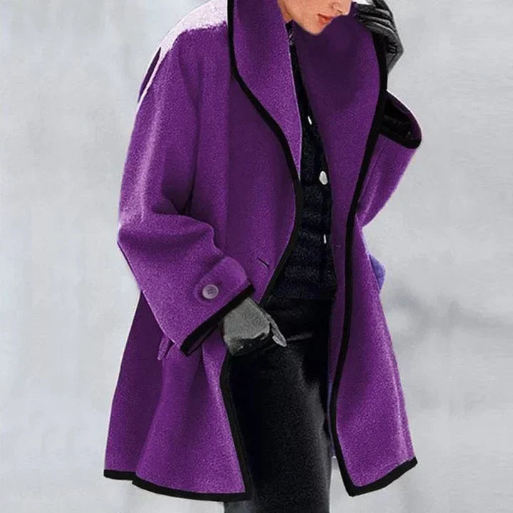 Women Winter Double-Breasted Wool Coat with Structured Tailoring and Smooth Lining