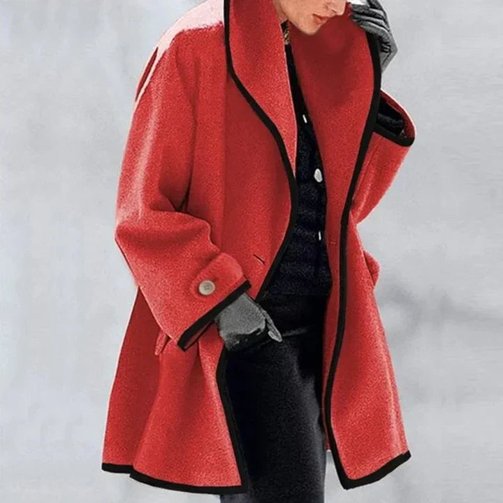 Women Winter Double-Breasted Wool Coat with Structured Tailoring and Smooth Lining