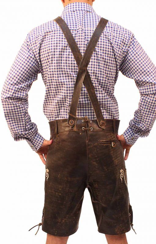 Men's Oktoberfest Lederhosen with Elegant Embroidery and Adjustable Suspenders for Authentic Bavarian Style