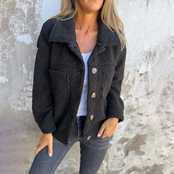 Zoe™ – Elegant Short Wool Jacket with Lapels for a Sophisticated Look