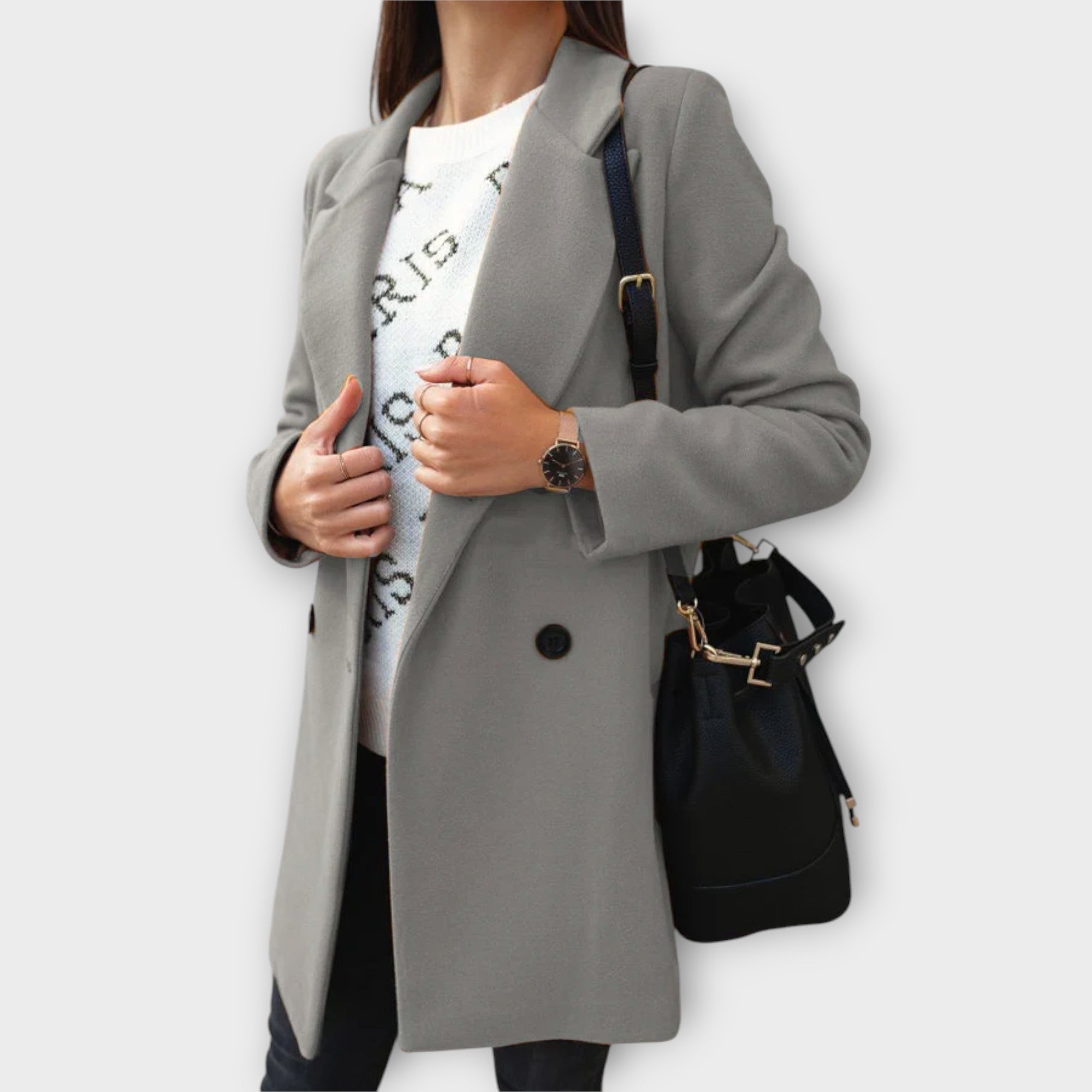 Elegant Women's Coat Teresa™ with Fashionable Notch Collar for Timeless Style
