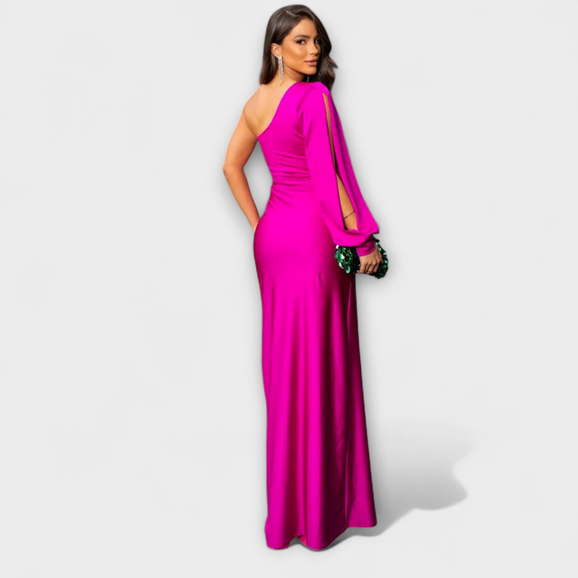 Women's Round Neck Flowing Midi Dress for Special Occasions